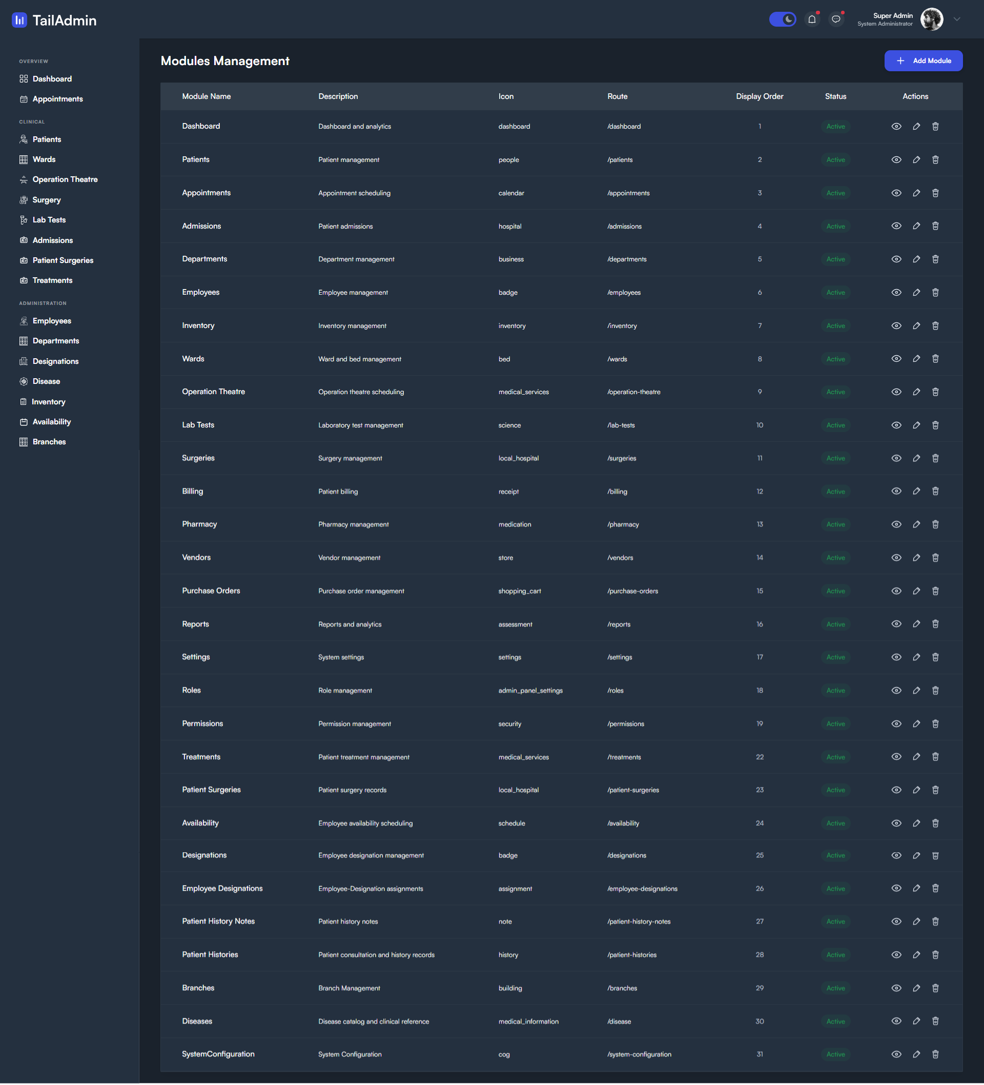 Hospital Management System screenshot